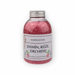 Koupelová sůl: Jasmín-růže-orchidej (dárková lahvička)